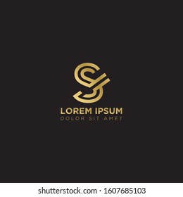 Initial Letter SI linked uppercase overlap modern gold logo vector design template. Suitable for business, consulting group company.