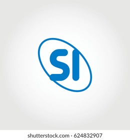 initial letter si logo blue on white background