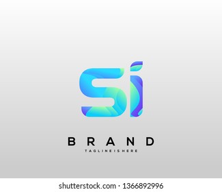 Initial letter SI logo with colorful background, letter combination logo design for creative industry, web, business and company. - Vector