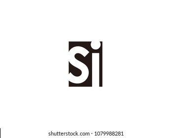 Initial letter si lowercase logo black and white