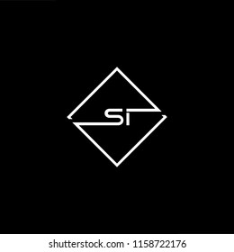 Initial letter SI IS minimalist art monogram shape logo, white color on black background.