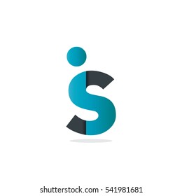 Initial Letter IS SI Rounded Lowercase Design Logo Blue Black