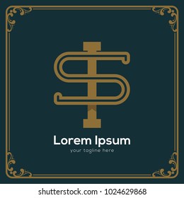 initial letter si vintage style