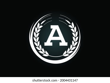 Ursprünglicher Buchstabe Ein Zeichen mit Weizenähren Kranz. Design des ökologischen Weizenanbaus Design des Agrarlogo, Vektorvorlage.