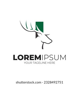 Initial Letter I Simple Deer Head Logo Design Vector Illustration Background