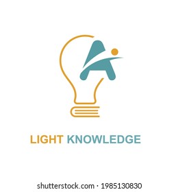 A Initial Letter Simple Modern Education Academy Logo template with Lamp Bulb and Book Icon. Smart, knowledge and science business logo concept