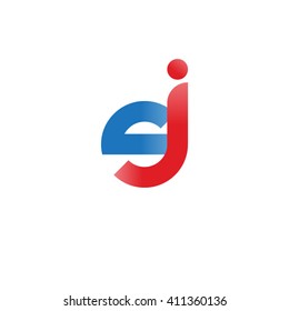 initial letter sj linked round lowercase logo blue red