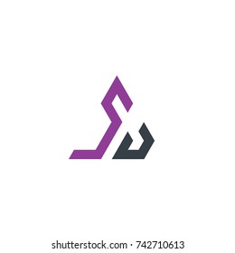 Initial Letter SJ Linked Triangle Design Logo
