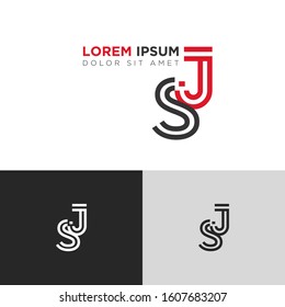 Initial Letter SJ linked uppercase overlap modern logo design template. Suitable for business, consulting group company