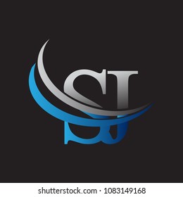 initial letter SJ logotype company name colored blue and grey swoosh design. vector logo for business and company identity.