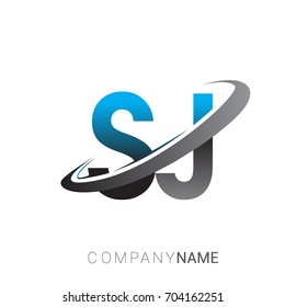 initial letter SJ logotype company name colored blue and grey swoosh design. logo design for business and company identity.