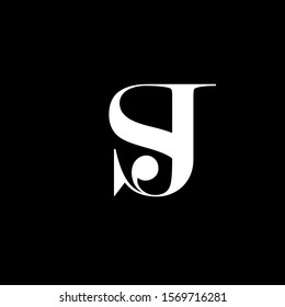 Initial letter sj s j uppercase modern logo design template elements. White letter Isolated on black background. Suitable for business, consulting group company.