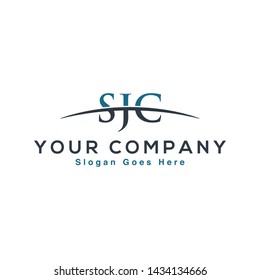Initial letter SJC, overlapping movement swoosh horizon logo company design inspiration in blue and gray color vector