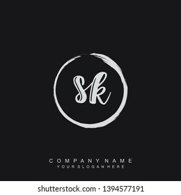 Initial letter SK beautiful handwriting logo vector template