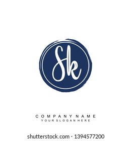 Initial letter SK beautiful handwriting logo vector template