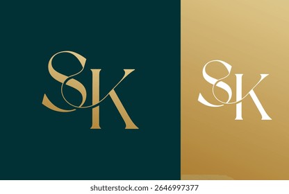 Ilustración vectorial inicial del diseño del logotipo de la letra SK KS para la pareja, la boda, y el negocio