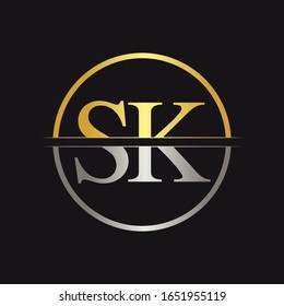 Plantilla de vectores de diseño del logotipo SK de la carta inicial. Diseño de logotipo de carta SK