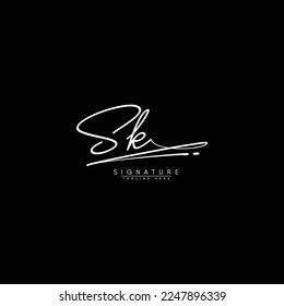 Initial Letter SK Logo - Handwritten Signature Logo