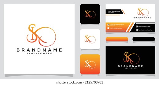 Initial letter SK luxury Logo design Vector with business card design