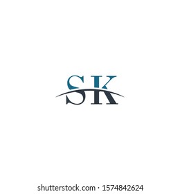 Initial letter SK , overlapping movement swoosh horizon logo company design inspiration in blue and gray color vector	