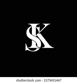 Initial letter sk s k uppercase modern logo design template elements. White letter Isolated on black background. Suitable for business, consulting group company.