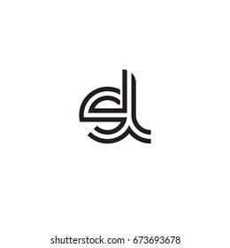 Initial letter sl, linked outline rounded lowercase, monogram black