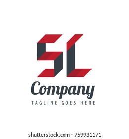Initial Letter SL Logo With Ribbon Style