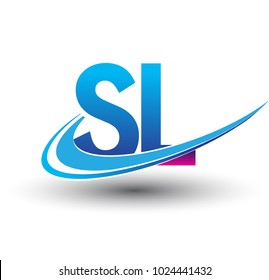 initial letter SL logotype company name colored blue and magenta swoosh design. vector logo for business and company identity.
