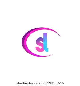 initial letter SL logotype company name, coloreful and swoosh design. vector logo for business and company identity.