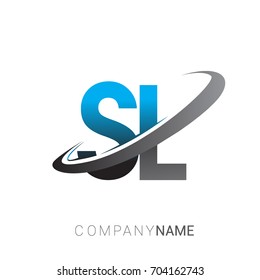 initial letter SL logotype company name colored blue and grey swoosh design. logo design for business and company identity.