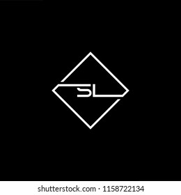 Initial letter SL LS minimalist art monogram shape logo, white color on black background.