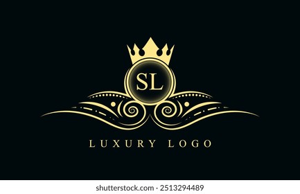 Initial letter SL luxury logo design. SL Luxurious Royal golden Logo design