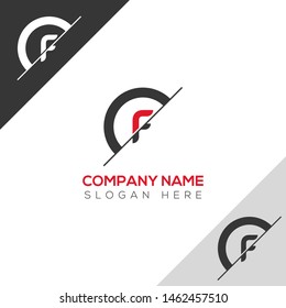 Initial Letter sliced f uppercase modern logo design template elements. red letter Isolated on black white grey background. Suitable for business, consulting group company.