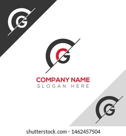 Initial Letter sliced g uppercase modern logo design template elements. red letter Isolated on black white grey background. Suitable for business, consulting group company.