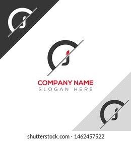 Initial Letter sliced j uppercase modern logo design template elements. red letter Isolated on black white grey background. Suitable for business, consulting group company.