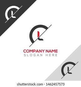 Initial Letter sliced l uppercase modern logo design template elements. red letter Isolated on black white grey background. Suitable for business, consulting group company.