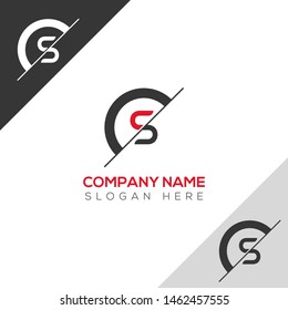 Initial Letter sliced s uppercase modern logo design template elements. red letter Isolated on black white grey background. Suitable for business, consulting group company.