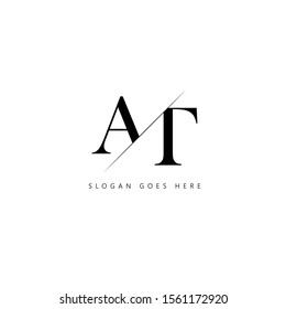 Initial letter at sliced uppercase modern logo design template elements. Black letter Isolated on white background. Suitable for business, consulting group company.