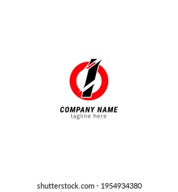 Initial letter I sliced uppercase modern logo design template elements. Black letter with red circle isolated on white background. Suitable for business, consulting group, company logo
