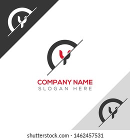 Initial Letter sliced y uppercase modern logo design template elements. red letter Isolated on black white grey background. Suitable for business, consulting group company.