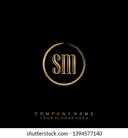 Initial letter SM beautiful handwriting logo vector template