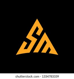 Initial Letter SM Linked Triangle Design Logo - Vector