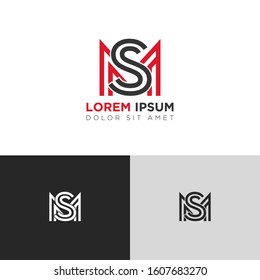 Initial Letter SM linked uppercase overlap modern logo design template. Suitable for business, consulting group company