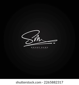 Logo de la carta inicial SM, logotipo de la firma dibujada a mano