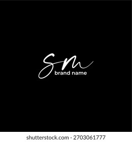 Initial Letter SM Logo, Hand Drawn Signature Logo