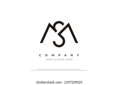 Letra inicial logotipo SM o vector de diseño de logotipo de monograma MS