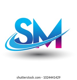 initial letter SM logotype company name colored blue and magenta swoosh design. vector logo for business and company identity.
