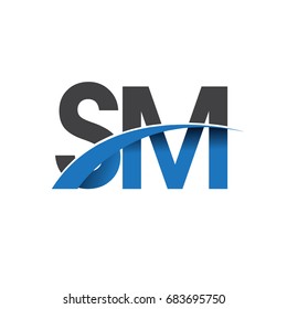 initial letter SM logotype company name colored blue and grey swoosh design. vector logo for business and company identity.
