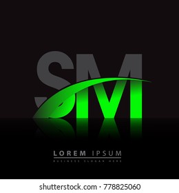initial letter SM logotype company name colored green and black swoosh design. vector logo for business and company identity.
