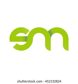 initial letter sm modern linked circle round lowercase logo green